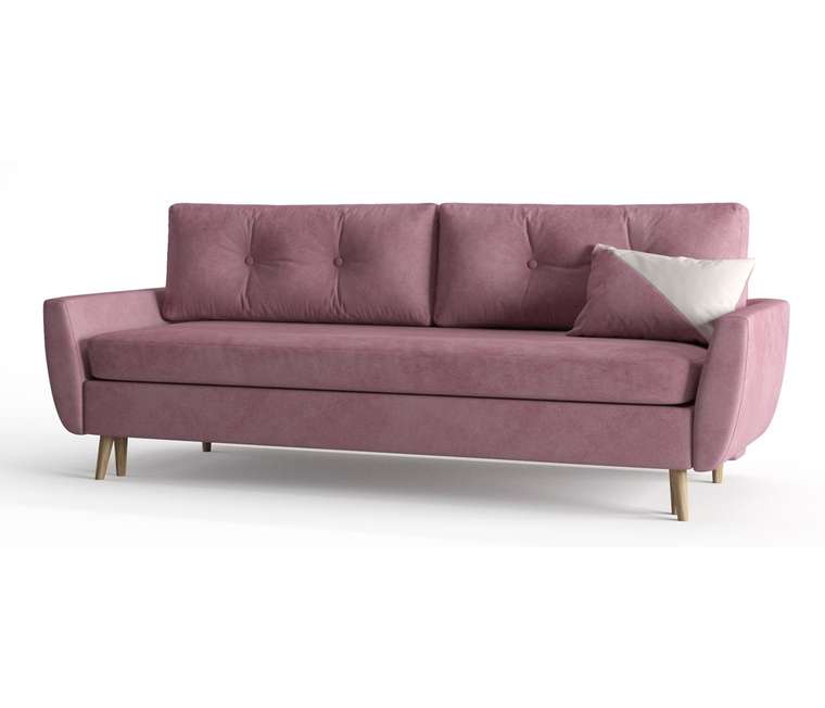 Диван-кровать Авиньон в обивке из велюра темно-розового цвета