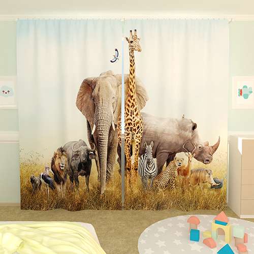 Фотошторы 150х260 (2 шт.), габардин, 'Африка'