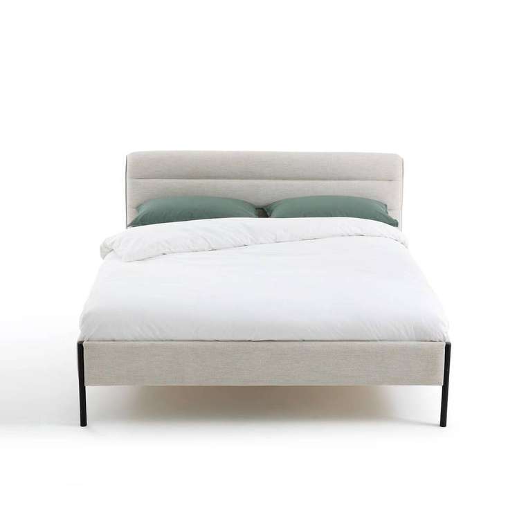Кровать с основанием Obias 160x200 светло-бежевого цвета