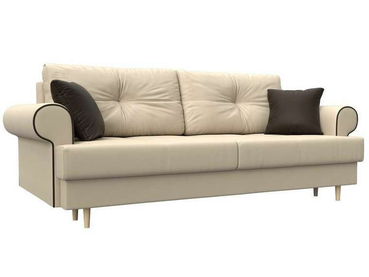 Прямой диван-кровать Сплин бежевого цвета (экокожа)