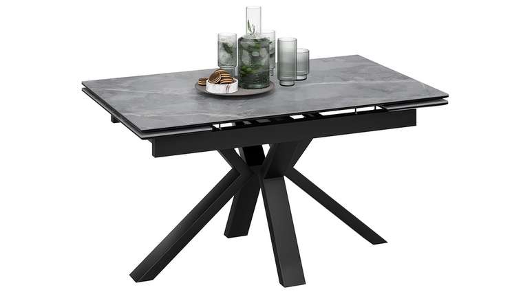 Раздижной обеденный стол Дерби серого цвета