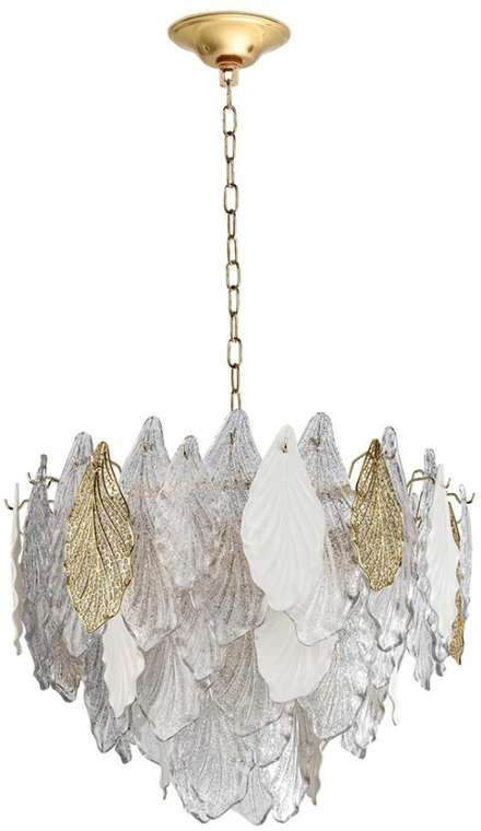 Люстра подвесная шириной 60 см Odeon Light Lace 5052/15 золото/белый/прозрачный/металл/стекло/фарфор/металл E14 15*40W