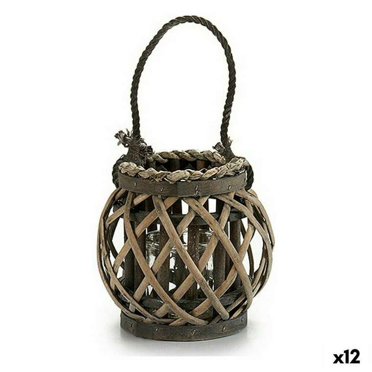 Подсвечник 21 x 19 x 17 cm Серый Cтекло плетеный (12 штук)