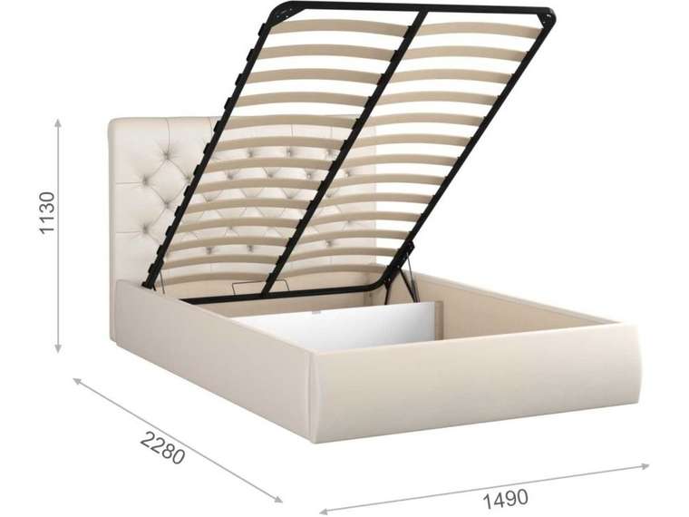 Кровать с подъемным механизмом Беатриче 140х200 молочного цвета