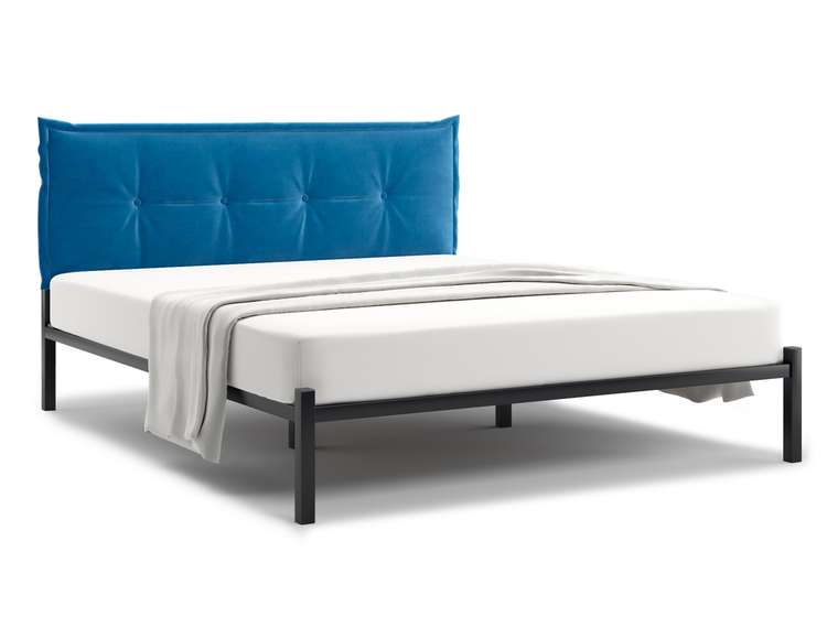 Кровать Лофт Cedrino 160х200 сине-голубого цвета без подъемного механизма