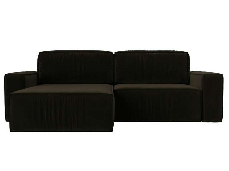 Угловой диван-кровать Прага классик коричневого цвета левый угол