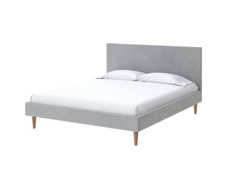 Кровать Claro 160х200 в обивке из велюра серого цвета 