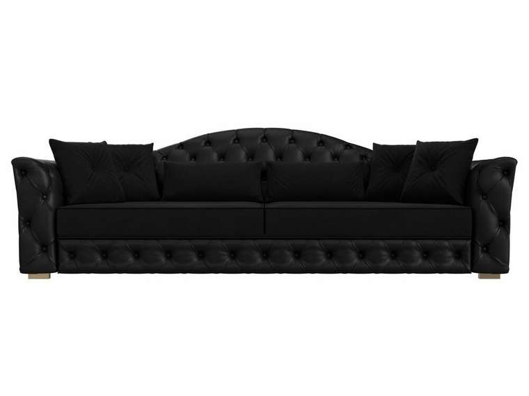 Прямой диван-кровать Артис черного цвета (экокожа/вельвет)