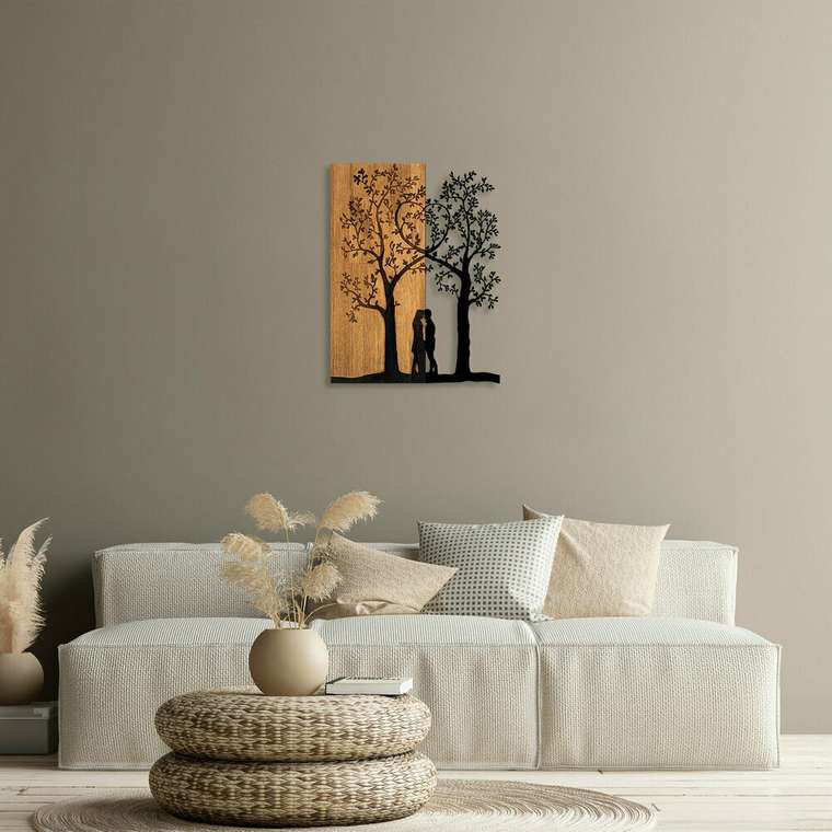 Настенный декор Деревья 45x58 коричнево-черного цвета