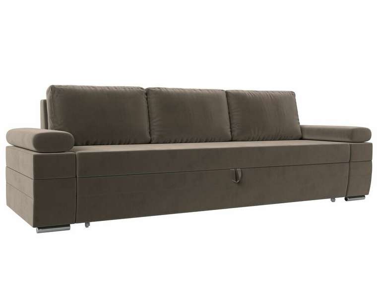 Прямой диван-кровать Канкун коричневого цвета