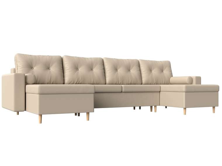 Угловой диван-кровать Белфаст бежевого цвета (тик-так/экокожа)