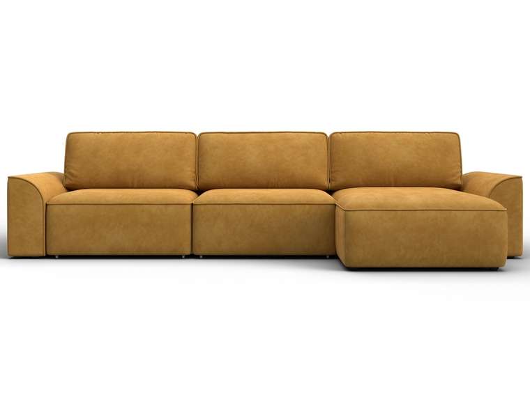 Угловой диван-кровать Лига-048 лонг желтого цвета