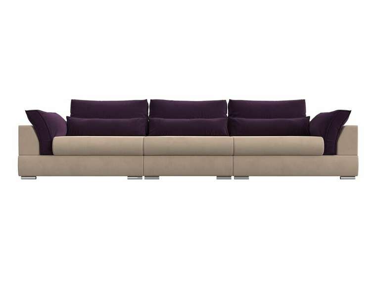 Прямой диван-кровать Пекин Long бежево-фиолетового цвета