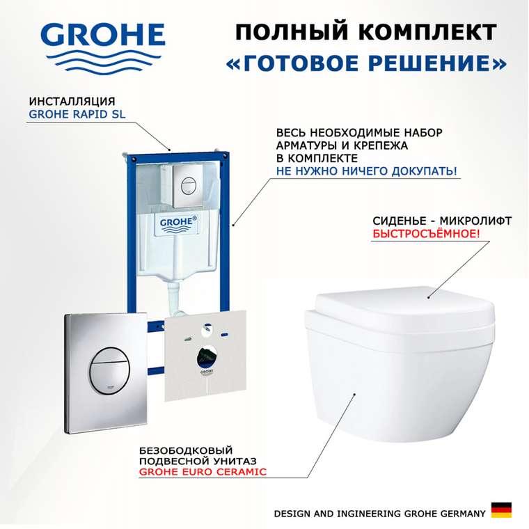 Комплект 3 в 1 инсталляция Rapid SL