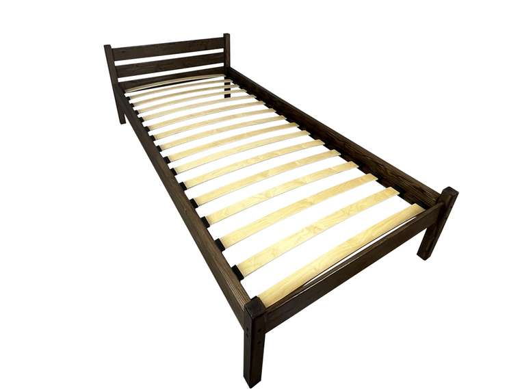Кровать Классика сосновая с ортопедическим основанием 90х200 цвета темный дуб