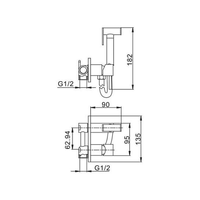 Гигиенический душ со смесителем Haiba HB5515-7, черный