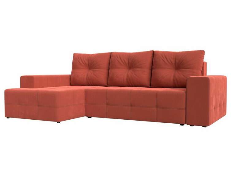 Угловой диван-кровать Перри кораллового цвета левый угол