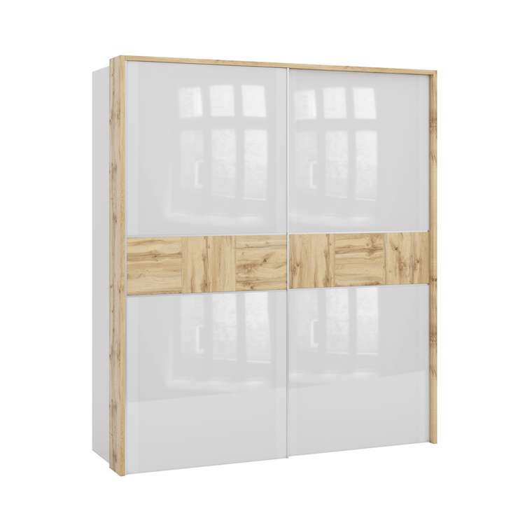 Спальня Аризона композиция 2 цвета дуб вотан и белый глянец