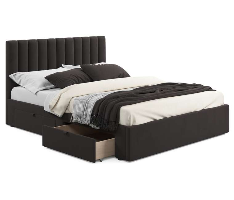 Кровать Olivia 160х200 темно-коричневого цвета без подъемного механизма