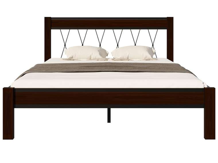 Кровать Кантри 160х200 без подъемного механизма черно-коричневого цвета
