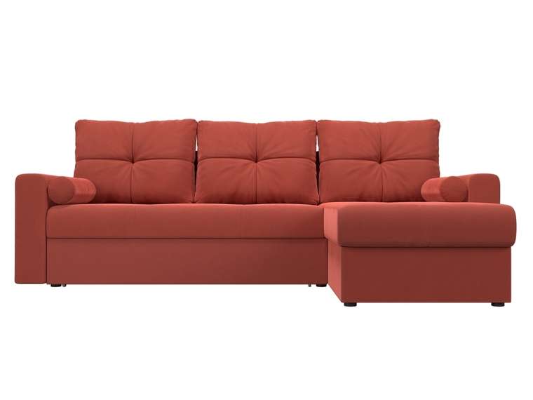 Угловой диван-кровать Верона кораллового цвета правый угол