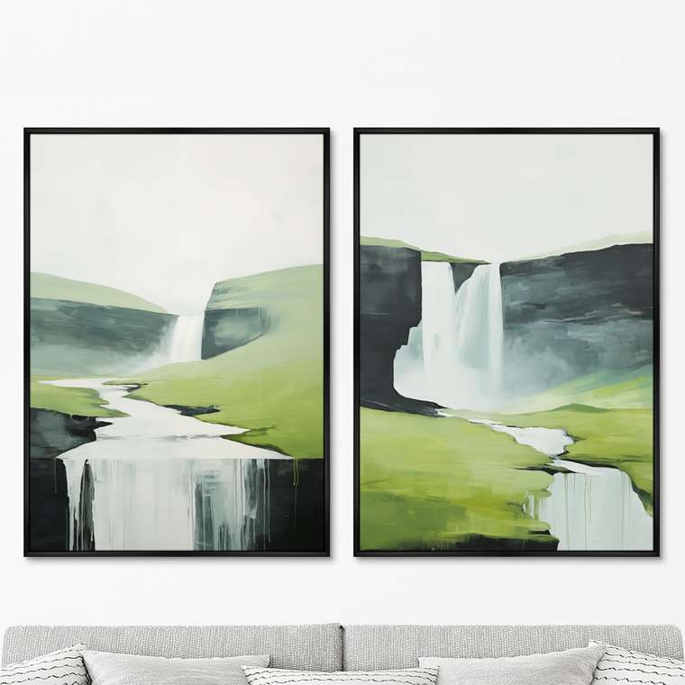 Набор из двух репродукций картин Landscape collection, Milky rivers, 2024г.