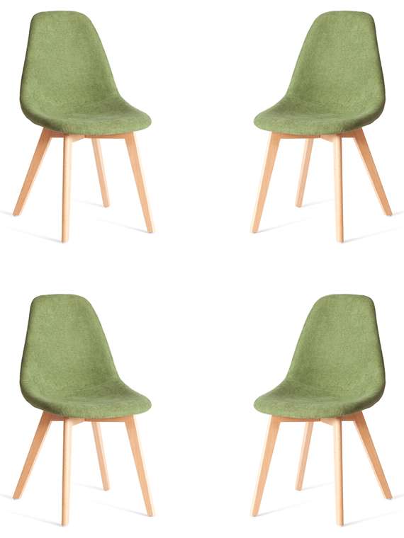 Комплект из четырех стульев Cindy Soft зеленого цвета