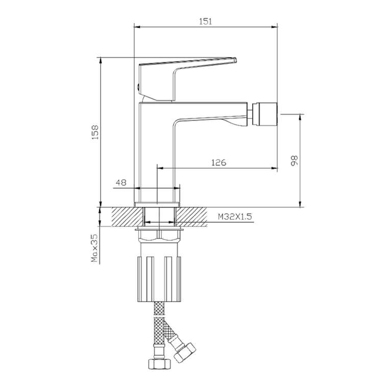 Смеситель для биде Splenka S01.50.06, черный