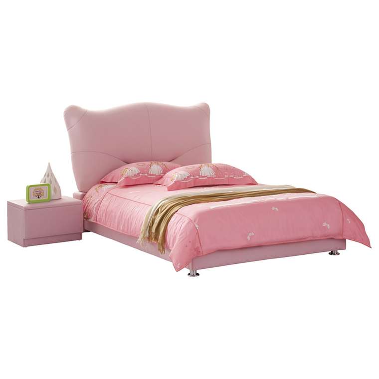 Кровать Pink Leather Kitty розового цвета 90х200