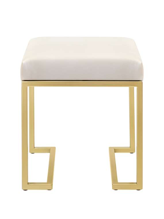 Пуф Omega молочного цвета с золотым основанием