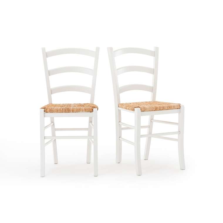 Комплект из двух стульев с плетеным сидением Perrine белого цвета
