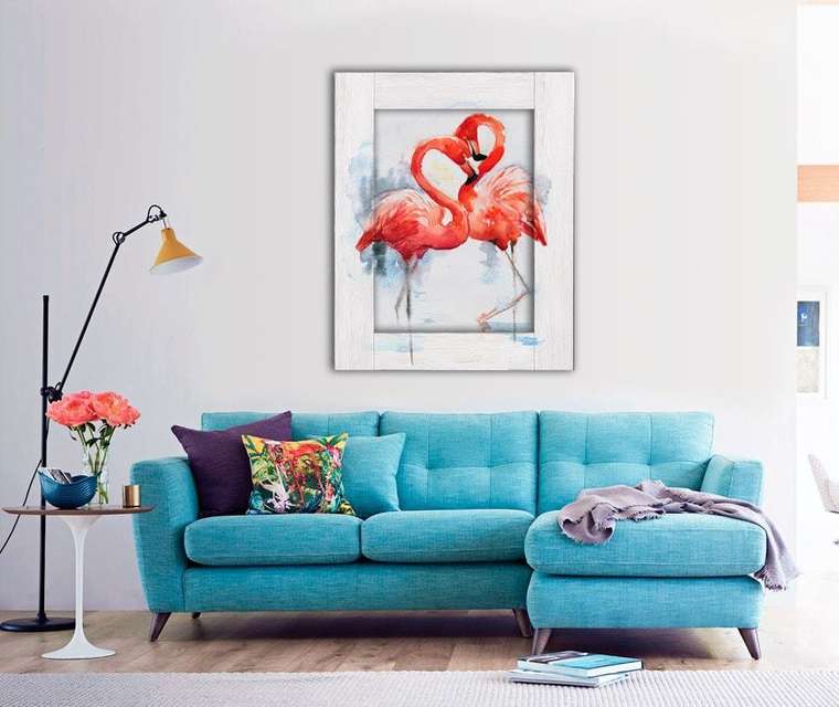 Картина с арт рамой Два фламинго 35х45