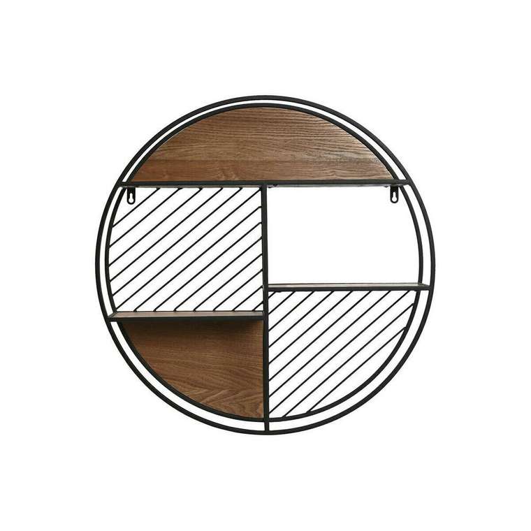 Полка Чёрный Натуральный Металл Деревянный MDF 60 x 12 x 60 cm стена
