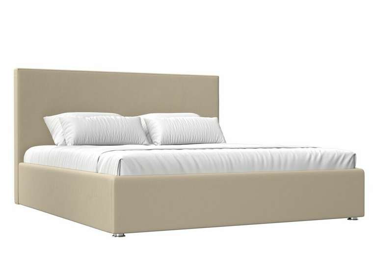 Кровать Кариба 160х200 бежеого цвета с подъемным механизмом (экокожа) 