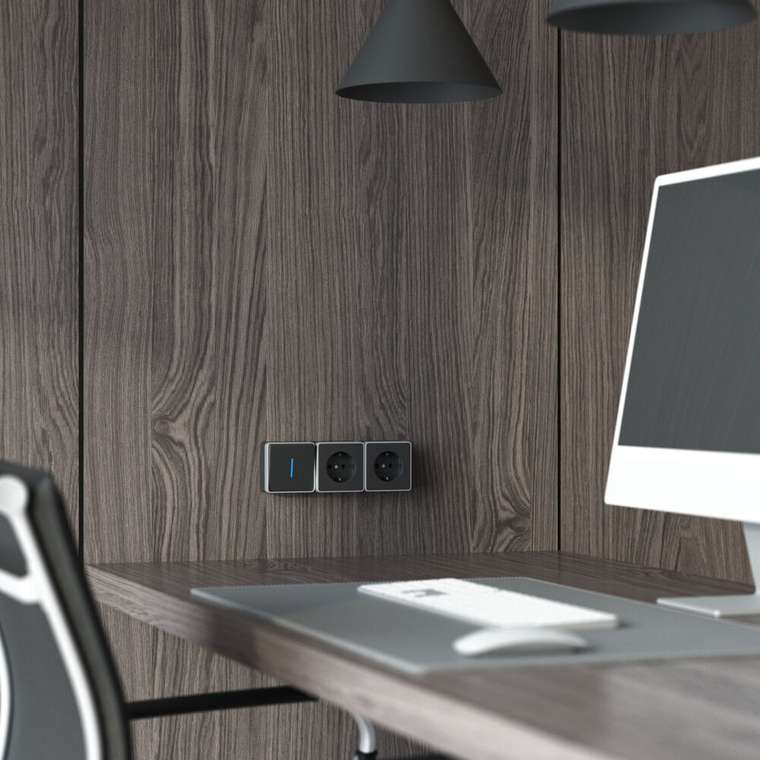 Выключатель одноклавишный с подсветкой Gallant черный с серебром W5010134 W5010134 Накладные механизмы Gallant черный с серебром