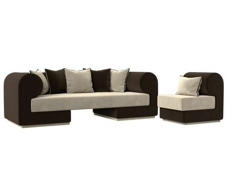 Набор мягкой мебели Кипр 2 коричнево-бежевого цвета