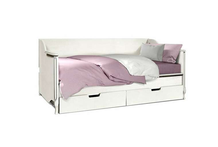 Кровать односпальная Katrin 90х200 цвета альба с серебряной патиной без основания