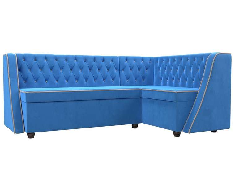 Кухонный угловой диван Лофт синего цвета правый угол
