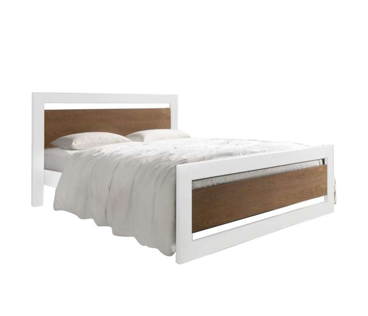Кровать Чарльстон 160х200 бело-коричневого цвета