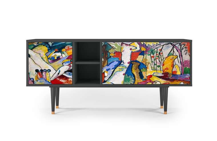 Тумба под TV T5 Improvisation 26 by Wassily Kandinsky с корпусом графитового цвета 