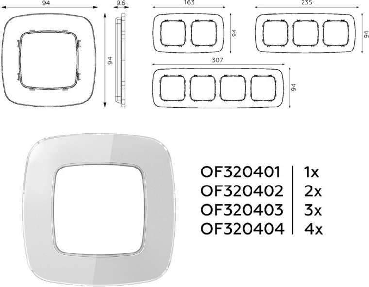 Рамка Ambrella Volt OMEGA Radian (Серебро Стекло органическое) 4-ая OF320404