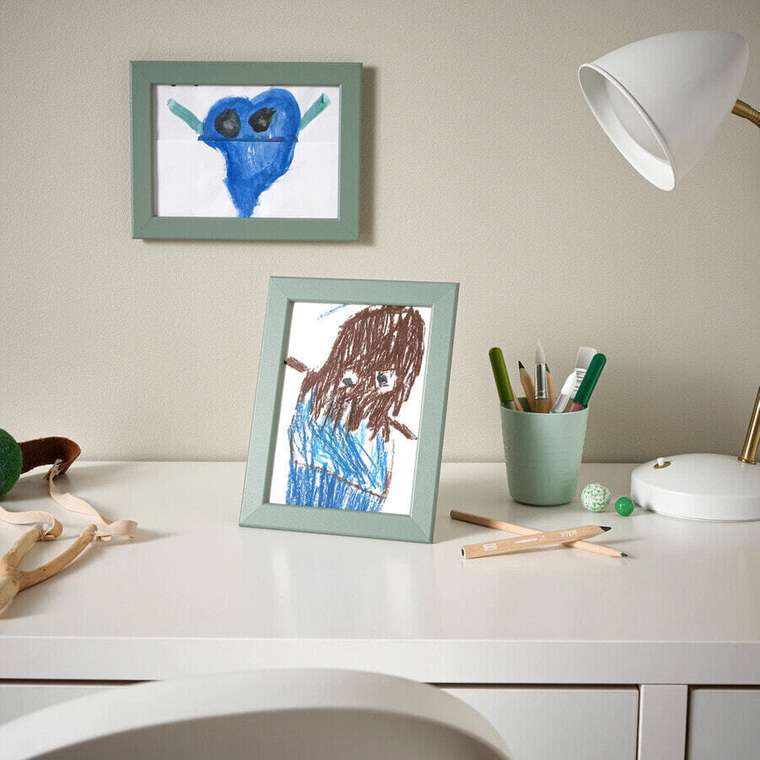 Рамка для фото, светло-серо-зеленая, 13х18 см