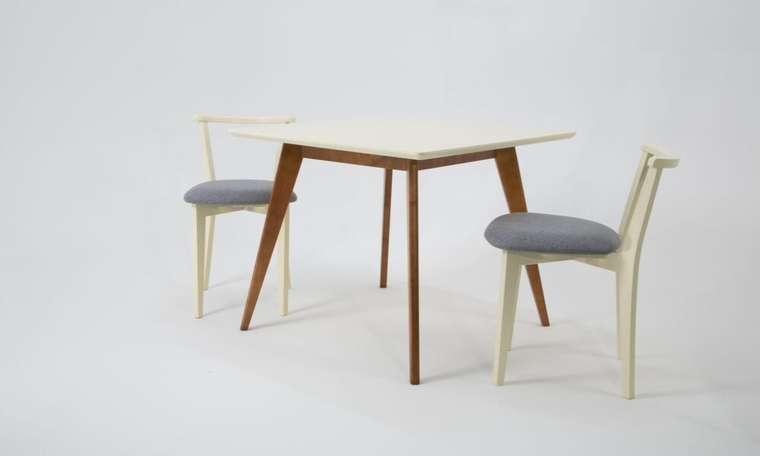 Обеденная группа Сканди 100 со стульями серо-бежевого цвета