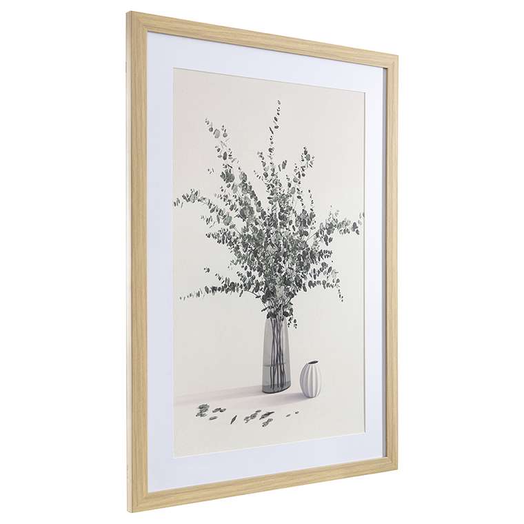 Панно декоративное Plant 50х70 бело-серого цвета