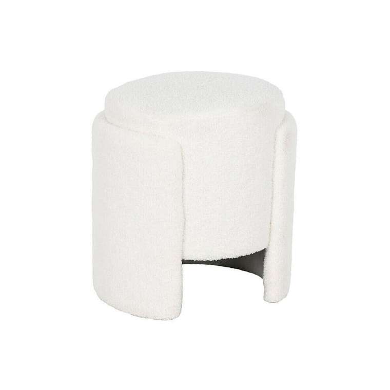 Пуфик подставка для ног Белый полиэстер Деревянный MDF Scandi 40 x 40 x 43 cm