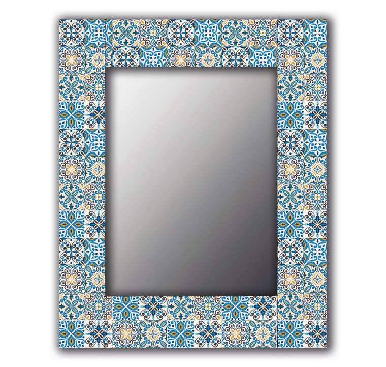 Настенное зеркало Мексиканская плитка 50х65 голубого цвета