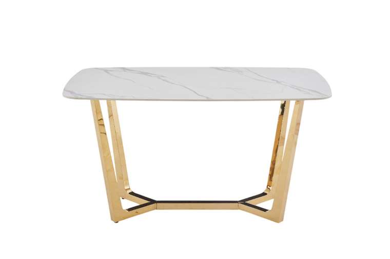 Обеденный стол Ланс бело-золотого цвета