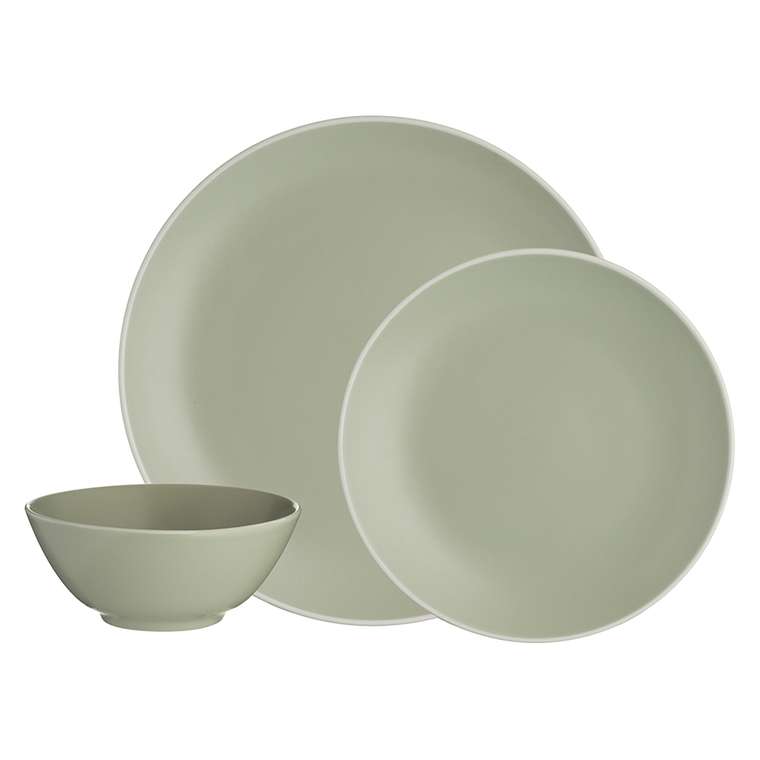 Набор из двенадцати предметов обеденной посуды Classic зеленого цвета