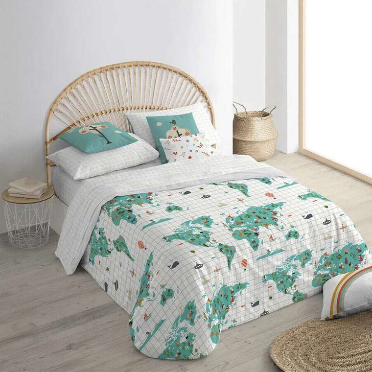 Пододеяльник Kids&Cotton Mapamundi Разноцветный 260 x 240 cm Карта Мира