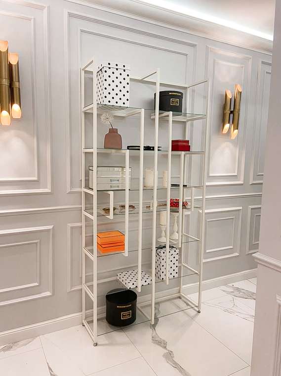 Стеллаж "Leon" белый с бронзовым стеклом (2000х900х300)